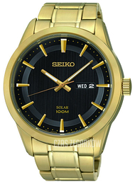 Seiko Czarny/Stal w odcieniu złota Ø43 mm SNE368