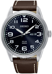 Seiko Solar Czarny/Skóra Ø42.5 mm SNE475P1