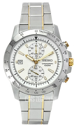 Seiko Chronograph Biały/Stal w odcieniu złota Ø43 mm SNN189P1