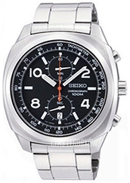 Seiko Chronograph Czarny/Stal Ø44 mm SNN209P1