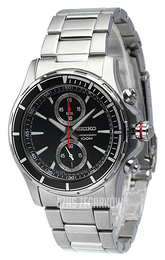 Seiko Chronograph Czarny/Stal Ø42 mm SNN243P1
