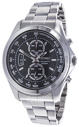 Seiko Chronograph Czarny/Stal Ø45 mm SNN255P1