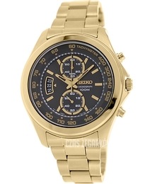 Seiko Chronograph Czarny/Stal w odcieniu złota Ø45 mm SNN258