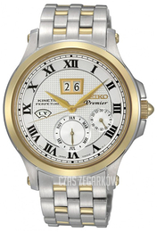 Seiko Premier Biały/Stal w odcieniu złota Ø44 mm SNP042