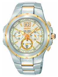 Seiko Coutura Biały/Stal w odcieniu złota Ø43 mm SPC062
