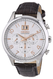 Seiko Chronograph Biały/Skóra Ø42 mm SPC087