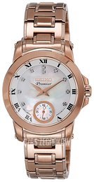 Seiko Premier Biały/Stal w kolorze różowego złota Ø31 mm SRKZ58P1
