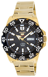 Seiko 5 Czarny/Stal w odcieniu złota Ø44 mm SRP490