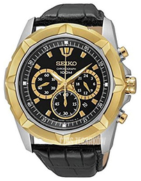 Seiko Chronograph Czarny/Skóra Ø45 mm SRW032