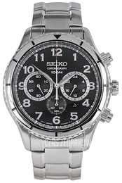 Seiko Chronograph Czarny/Stal Ø43 mm SRW037