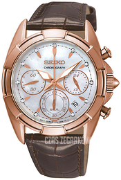 Seiko Chronograph Biały/Skóra Ø36 mm SRW784P1