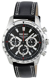 Seiko Chronograph Czarny/Skóra Ø41 mm SSB033