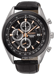 Seiko Chronograph Czarny/Skóra Ø45 mm SSB183P1