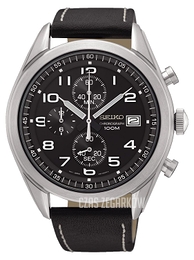 Seiko Chronograph Czarny/Skóra Ø45 mm SSB271P1