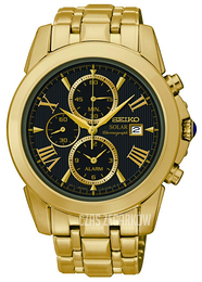 Seiko Chronograph Czarny/Stal w odcieniu złota Ø44 mm SSC196