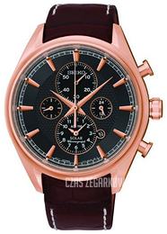Seiko Chronograph Czarny/Skóra Ø42.4 mm SSC212