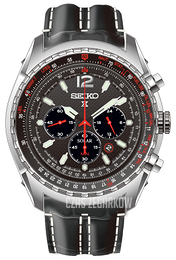 Seiko Chronograph Czarny/Skóra Ø47 mm SSC261P2