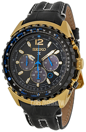 Seiko Chronograph Czarny/Skóra Ø46.1 mm SSC264