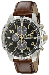 Seiko Chronograph Czarny/Skóra Ø45 mm SSC309