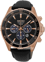 Seiko Solar Czarny/Skóra Ø43 mm SSC448P1