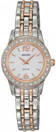 Seiko Solar Biały/Stal w kolorze różowego złota Ø26 mm SUP130P9