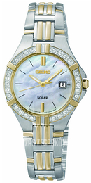 Seiko Dress Ladies Biały/Stal w odcieniu złota Ø27 mm SUT088