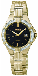 Seiko Dress Ladies Czarny/Stal w odcieniu złota Ø28 mm SUT090