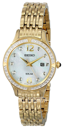 Seiko Dress Ladies Biały/Stal w odcieniu złota Ø28 mm SUT094