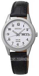 Seiko Solar Biały/Skóra Ø28 mm SUT195P1