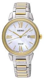 Seiko Solar Biały/Stal w odcieniu złota Ø32 mm SUT324P1