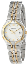Seiko Dress Ladies Biały/Stal w odcieniu złota Ø27 mm SXD646