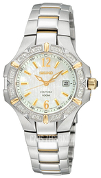 Seiko Coutura Biały/Stal w odcieniu złota Ø37 mm SXDC34