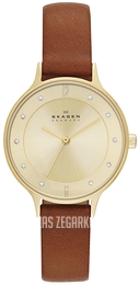 Skagen Anita Żółte złoto/Skóra Ø30 mm SKW2147