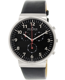 Skagen Ancher Czarny/Skóra Ø40 mm SKW6100