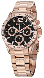So & Co New York Monticello Czarny/Stal w kolorze różowego złota Ø42 mm 5001.4