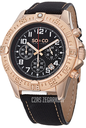 So & Co New York Yacht Timer Czarny/Skóra Ø44 mm 5016.4