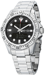 So & Co New York Yacht Timer Czarny/Stal Ø44 mm 5017.1