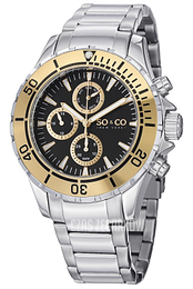 So & Co New York Yacht Timer Czarny/Stal Ø45 mm 5038.3
