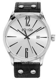 So & Co New York Madison Srebrny/Skóra Ø45 mm 5098.1