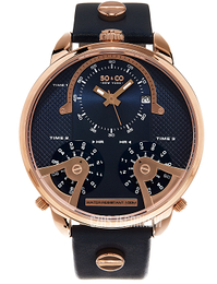 So & Co New York SoHo Niebieski/Stal w kolorze różowego złota Ø50 mm 5240.3