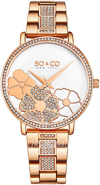 So & Co New York Madison Biały/Stal w kolorze różowego złota Ø40 mm 5526.3
