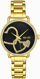 So & Co New York Madison Czarny/Stal w odcieniu złota Ø38 mm 5577.2