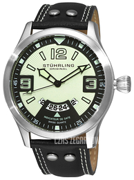 Stührling Original Aviator Srebrny/Skóra Ø45 mm 141A.331566