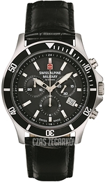Swiss Alpine Military Challenger Chrono Czarny/Skóra Ø42 mm 7022.9537