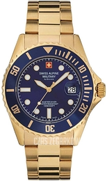 Swiss Alpine Military Classic Niebieski/Stal w odcieniu złota Ø42 mm 7053.1115