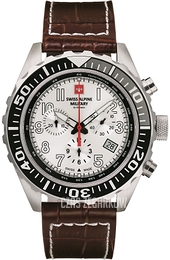 Swiss Alpine Military Navy Chrono Srebrny/Skóra Ø45 mm 7076.9532
