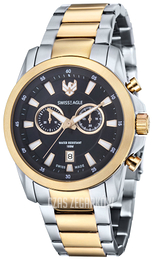 Swiss Eagle Zermatt Czarny/Stal w odcieniu złota Ø45 mm SE-9055-44