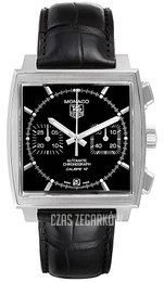 TAG Heuer Monaco Calibre 12 Automatic Chronograph Czarny/Skóra 39x39 mm CAW2110.FC6177