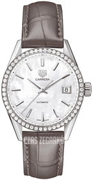 TAG Heuer Carrera Lady Biały/Skóra Ø36 mm WBK2316.FC8258