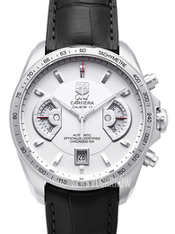 TAG Heuer Grand Carrera Calibre 17 Automatic Chronograph Biały/Skóra Ø43 mm CAV511B.FC6225